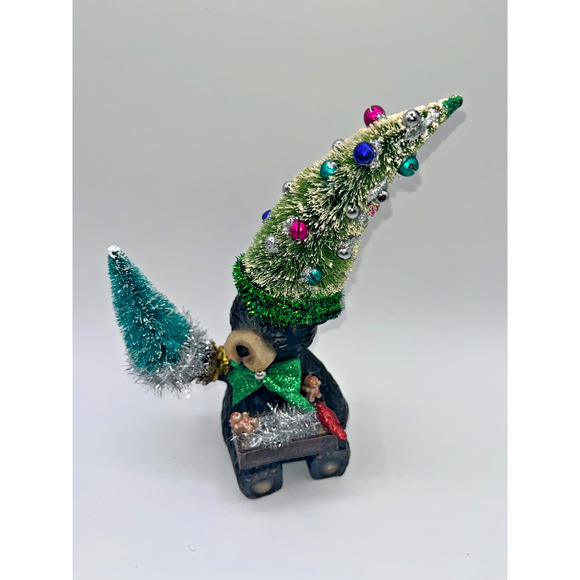 Unbranded Other - Vintage Black Bear with Christmas Tree Pinecone Paw Gingerbread Cardinal OOAK